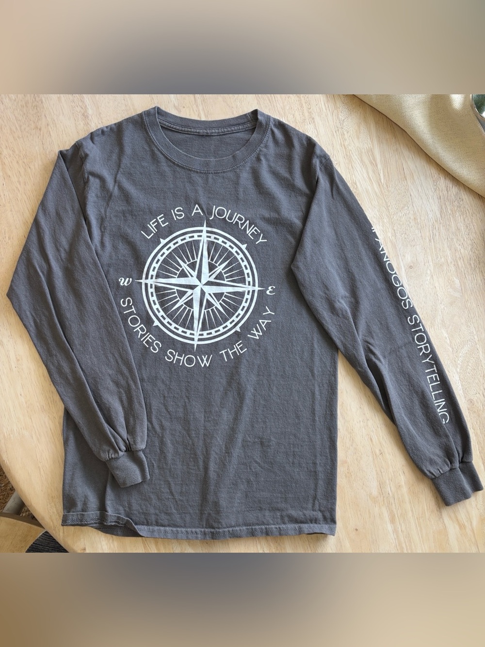 Life Is a Journey Compass Long-Sleeve Shirt (Charcoal Gray)